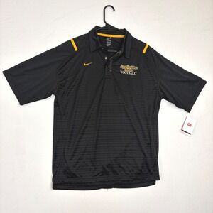 Nike Appalachian State Football Polo Shirt Mens Medium Black Yellow Nike FIT DRY